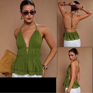 Green Halter Neck Camisole Top